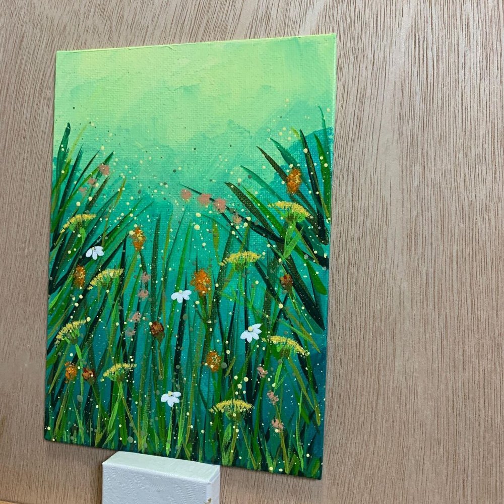 Field of Wildflowers Original Acrylic Painting 5x7